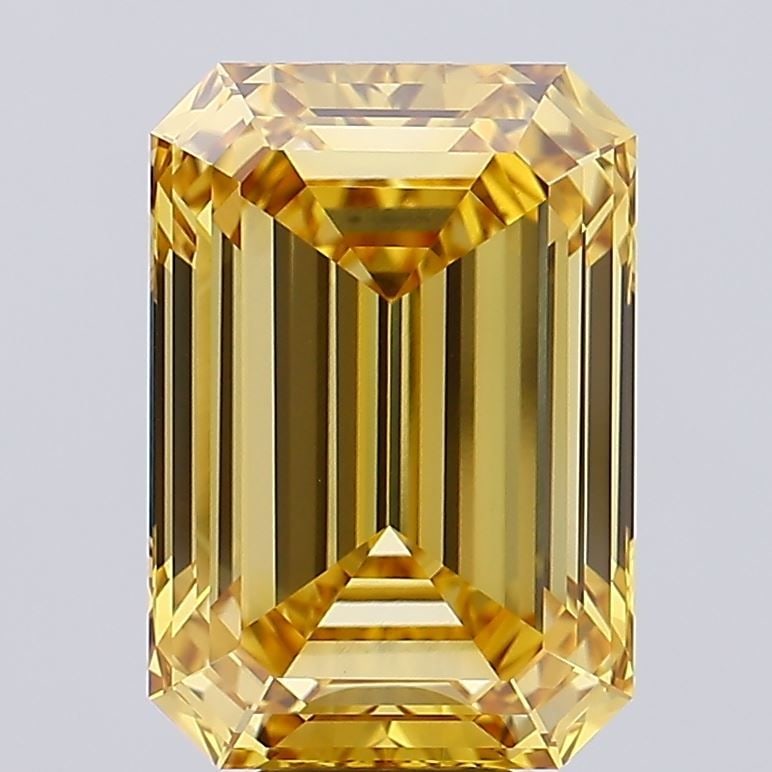 Loose Diamond - EMERALD 10.97ct Fancy Intense Brownish Yellow VVS2: Loose Diamond - EMERALD 10.97ct Fancy Intense Brownish Yellow VVS2 Source: This is a real non-mined Diamond that has been grown in a lab Shape: EMERALD Carats: 10.97 Color: Fancy Intense Brownish