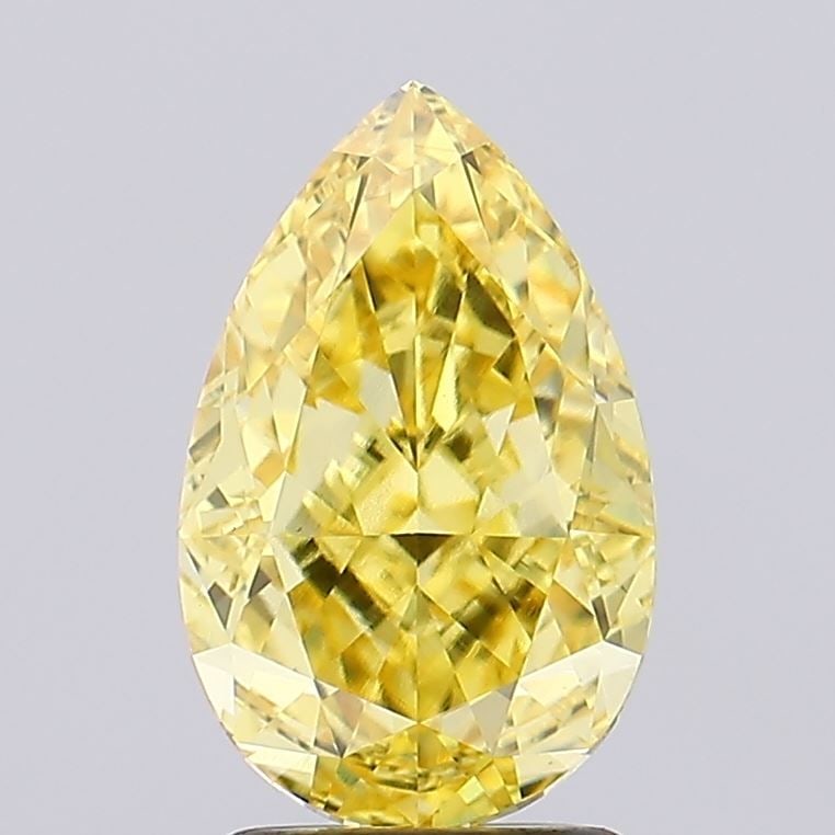 Loose Diamond - PEAR 2.81ct Fancy Vivid Yellow VS1: Loose Diamond - PEAR 2.81ct Fancy Vivid Yellow VS1 Source: This is a real non-mined Diamond that has been grown in a lab Shape: PEAR Carats: 2.81 Color: Fancy Vivid Yellow Certification: IGI Video: