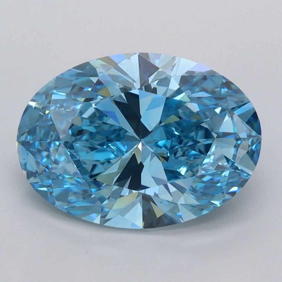 Loose Diamond - OVAL 2.61ct Fancy Vivid Blue VVS1: Loose Diamond - OVAL 2.61ct Fancy Vivid Blue VVS1 Source: This is a real non-mined Diamond that has been grown in a lab Shape: OVAL Carats: 2.61 Color: Fancy Vivid Blue Certification: IGI Video: