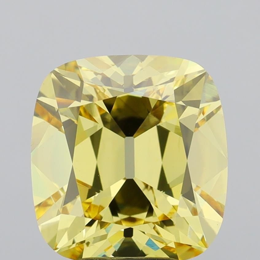 Loose Diamond - CUSHION 5.1ct Fancy Intense Yellow VS1: Loose Diamond - CUSHION 5.1ct Fancy Intense Yellow VS1 Source: This is a real non-mined Diamond that has been grown in a lab Shape: CUSHION Carats: 5.1 Color: Fancy Intense Yellow Certification: IGI V