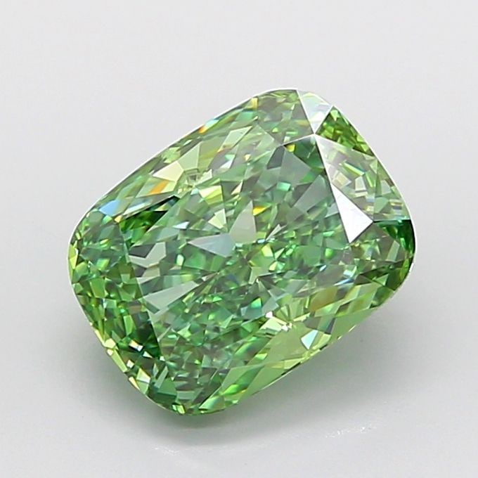Loose Diamond - CUSHION MODIFIED 4.21ct Fancy Vivid Green VS1: Loose Diamond - CUSHION MODIFIED 4.21ct Fancy Vivid Green VS1 Source: This is a real non-mined Diamond that has been grown in a lab Shape: CUSHION MODIFIED Carats: 4.21 Color: Fancy Vivid Green Certif
