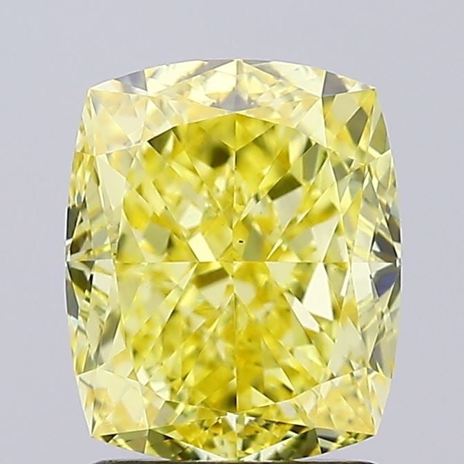 Loose Diamond - CUSHION MODIFIED 2.07ct Fancy Intense Yellow VS1: Loose Diamond - CUSHION MODIFIED 2.07ct Fancy Intense Yellow VS1 Source: This is a real non-mined Diamond that has been grown in a lab Shape: CUSHION MODIFIED Carats: 2.07 Color: Fancy Intense Yellow 