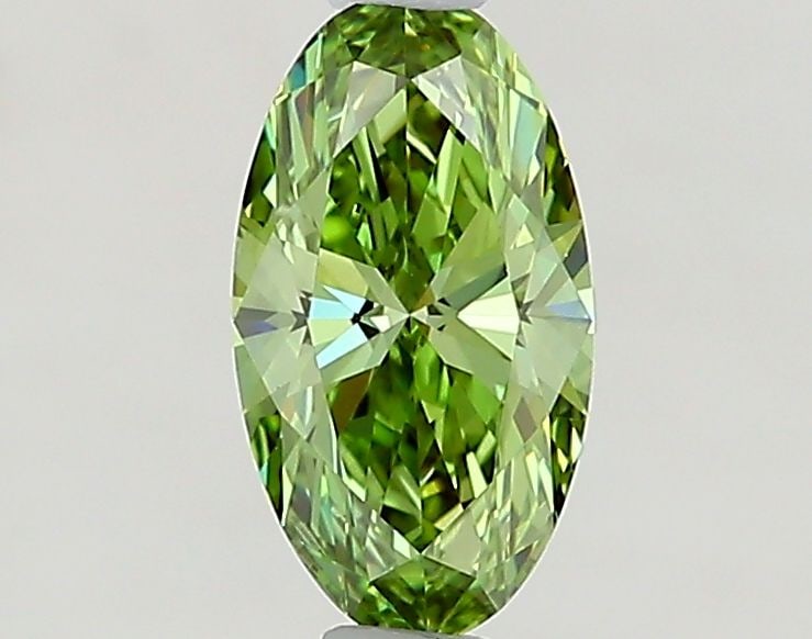 Loose Diamond - OVAL 0.71ct Fancy Vivid Green VVS2: Loose Diamond - OVAL 0.71ct Fancy Vivid Green VVS2 Source: This is a real non-mined Diamond that has been grown in a lab Shape: OVAL Carats: 0.71 Color: Fancy Vivid Green Certification: IGI Video:
