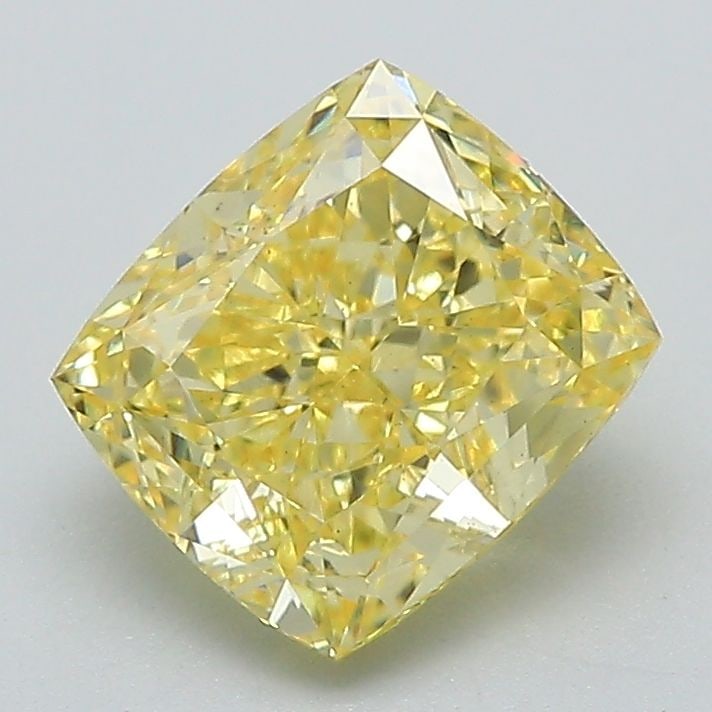 Loose Diamond - CUSHION MODIFIED 2.01ct Fancy Vivid Yellow VS1: Loose Diamond - CUSHION MODIFIED 2.01ct Fancy Vivid Yellow VS1 Source: This is a real non-mined Diamond that has been grown in a lab Shape: CUSHION MODIFIED Carats: 2.01 Color: Fancy Vivid Yellow Cert