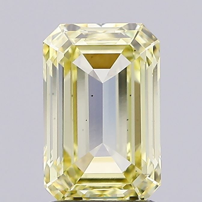 Loose Diamond - EMERALD 2.01ct Fancy Yellow VS2: Loose Diamond - EMERALD 2.01ct Fancy Yellow VS2 Source: This is a real non-mined Diamond that has been grown in a lab Shape: EMERALD Carats: 2.01 Color: Fancy Yellow Certification: IGI Video:
