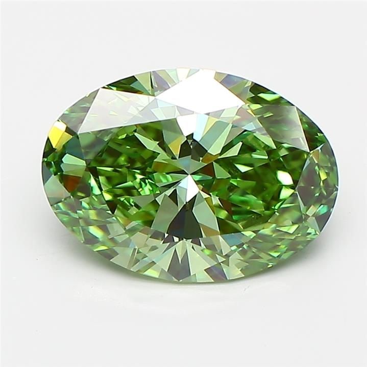 Loose Diamond - OVAL 2.7ct Fancy Vivid Green VVS2: Loose Diamond - OVAL 2.7ct Fancy Vivid Green VVS2 Source: This is a real non-mined Diamond that has been grown in a lab Shape: OVAL Carats: 2.7 Color: Fancy Vivid Green Certification: IGI Video: