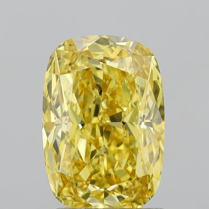 Loose Diamond - CUSHION MODIFIED 1.8ct Fancy Intense Yellow VS1: Loose Diamond - CUSHION MODIFIED 1.8ct Fancy Intense Yellow VS1 Source: This is a real non-mined Diamond that has been grown in a lab Shape: CUSHION MODIFIED Carats: 1.8 Color: Fancy Intense Yellow Ce