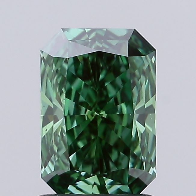 Loose Diamond - RADIANT 1.04ct Fancy Vivid Green VS1: Loose Diamond - RADIANT 1.04ct Fancy Vivid Green VS1 Source: This is a real non-mined Diamond that has been grown in a lab Shape: RADIANT Carats: 1.04 Color: Fancy Vivid Green Certification: IGI Video