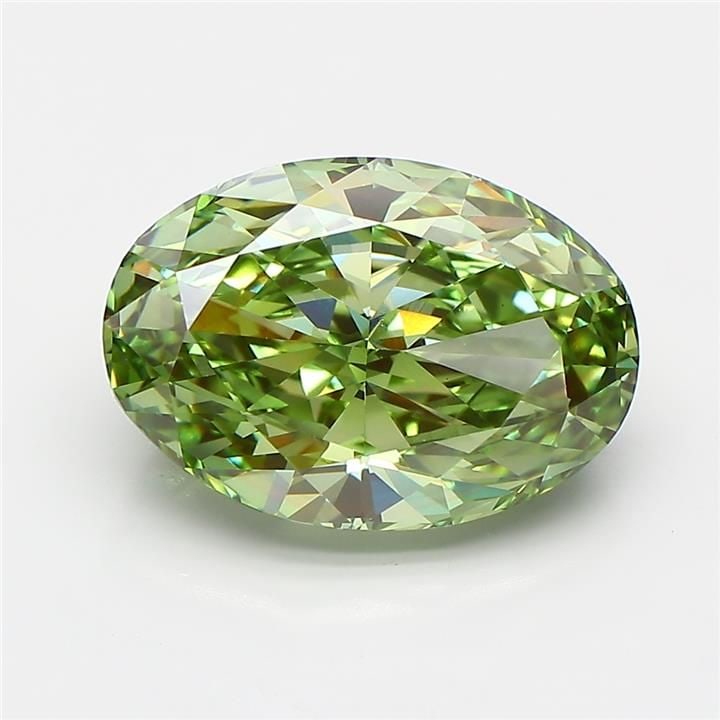 Loose Diamond - OVAL 4.52ct Fancy Vivid Green VS1: Loose Diamond - OVAL 4.52ct Fancy Vivid Green VS1 Source: This is a real non-mined Diamond that has been grown in a lab Shape: OVAL Carats: 4.52 Color: Fancy Vivid Green Certification: IGI Video:
