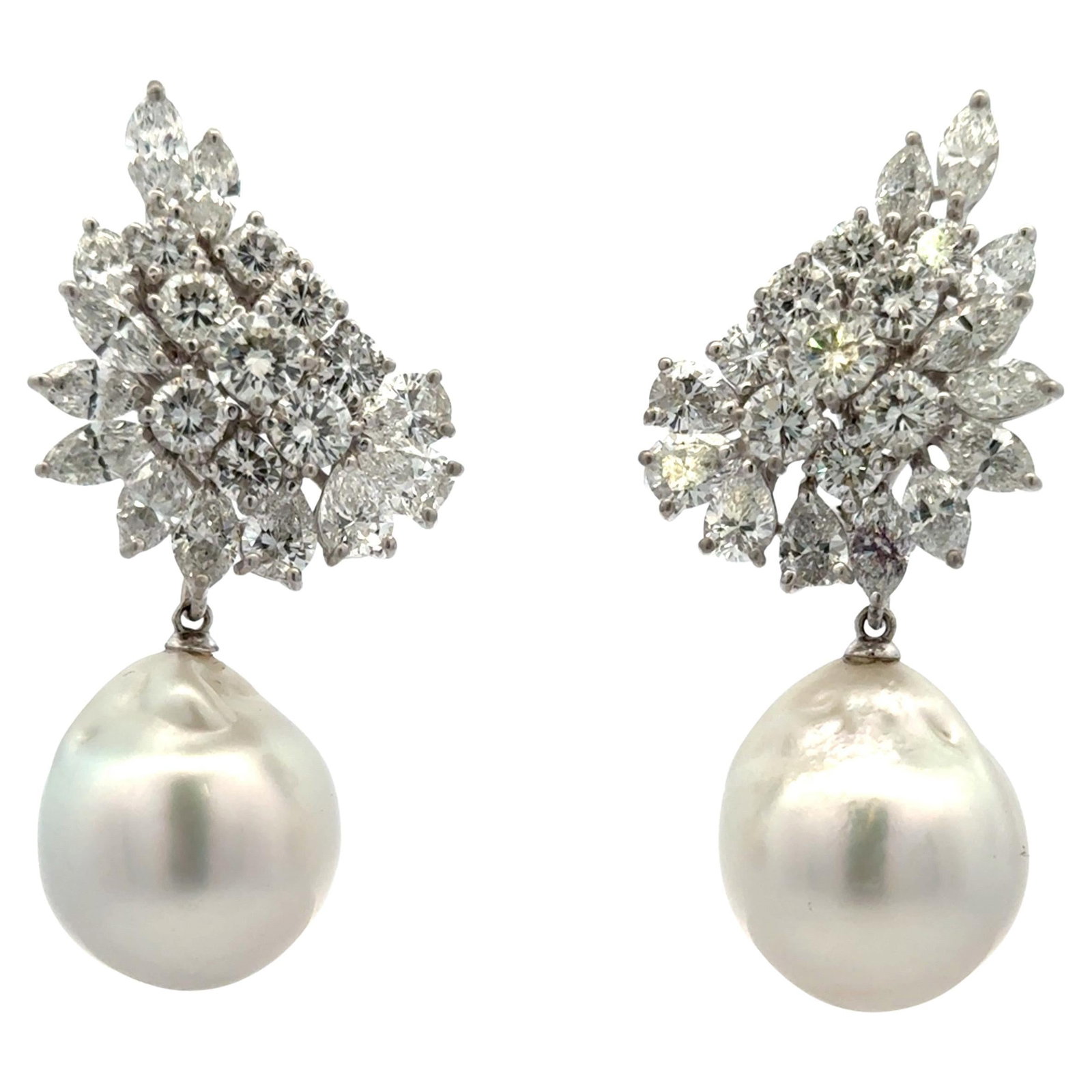 Harbor Diamonds Platinum South Sea Pearl Diamond Drop Earrings 12 Carats 15mm 2024 (1 of 6)