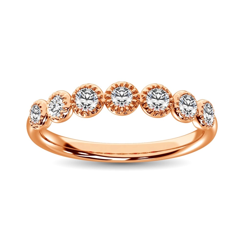 Diamond 1/6 Ct.Tw. Stack Band in 14K Rose Gold: Diamond 1/6 Ct.Tw. Stack Band in 14K Rose Gold 14k Rose Gold Stone Color: G-h Stone Clarity: I1 Each ring is presented in standard size 6.5. Complimentary resizing is available between sizes 510 (in 1