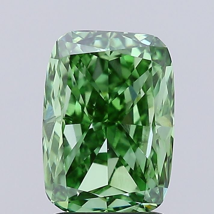 Loose Diamond - CUSHION MODIFIED 2.53ct Fancy Vivid Green VS2: Loose Diamond - CUSHION MODIFIED 2.53ct Fancy Vivid Green VS2 Source: This is a real non-mined Diamond that has been grown in a lab Shape: CUSHION MODIFIED Carats: 2.53 Color: Fancy Vivid Green Certif
