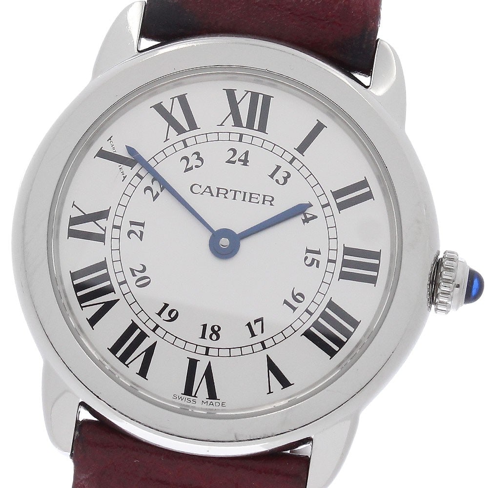Cartier Ronde Solo SM Womens Quartz Wristwatch Ref WSRN0019: Cartier Ronde Solo SM Womens Quartz Wristwatch Ref WSRN0019 Cartier Ronde Solo SM women's wristwatch with a quartz movement and a silver dial. This Swiss-made watch features a stainless steel case and