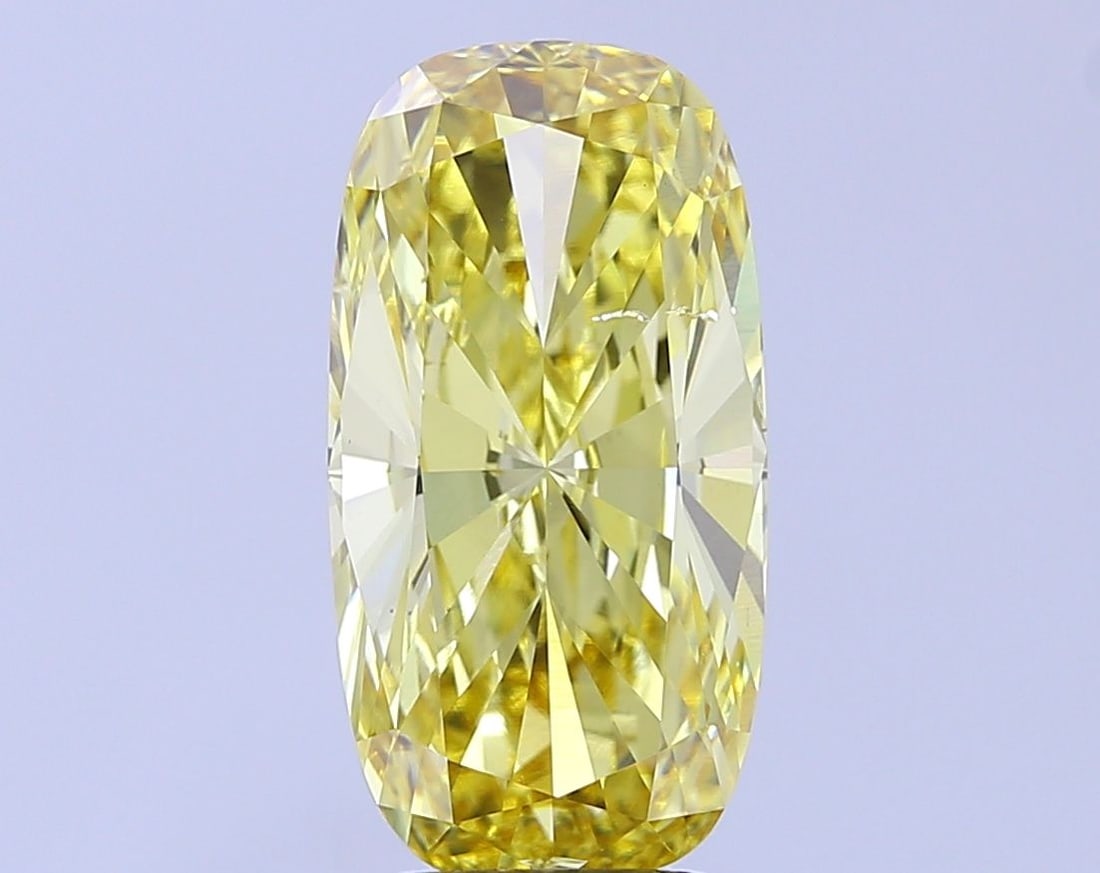 Loose Diamond - CUSHION MODIFIED 5.02ct Fancy Intense Yellow SI1: Loose Diamond - CUSHION MODIFIED 5.02ct Fancy Intense Yellow SI1 Source: This is a real non-mined Diamond that has been grown in a lab Shape: CUSHION MODIFIED Carats: 5.02 Color: Fancy Intense Yellow 