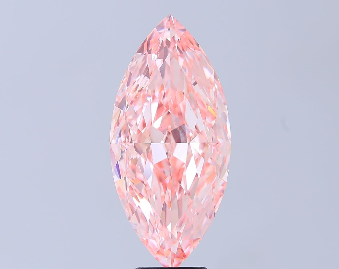 Loose Diamond - MARQUISE 10.03ct Fancy Vivid Pink VVS2: Loose Diamond - MARQUISE 10.03ct Fancy Vivid Pink VVS2 Source: This is a real non-mined Diamond that has been grown in a lab Shape: MARQUISE Carats: 10.03 Color: Fancy Vivid Pink Certification: IGI Vi