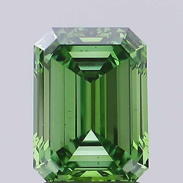 Loose Diamond - EMERALD 1.76ct Fancy Vivid Green VS1: Loose Diamond - EMERALD 1.76ct Fancy Vivid Green VS1 Source: This is a real non-mined Diamond that has been grown in a lab Shape: EMERALD Carats: 1.76 Color: Fancy Vivid Green Certification: IGI Video