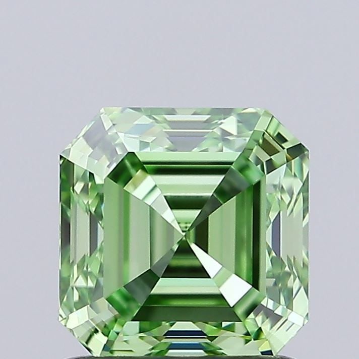 Loose Diamond - ASSCHER 1.0ct Fancy Vivid Green VVS1: Loose Diamond - ASSCHER 1.0ct Fancy Vivid Green VVS1 Source: This is a real non-mined Diamond that has been grown in a lab Shape: ASSCHER Carats: 1.0 Color: Fancy Vivid Green Certification: IGI Video: