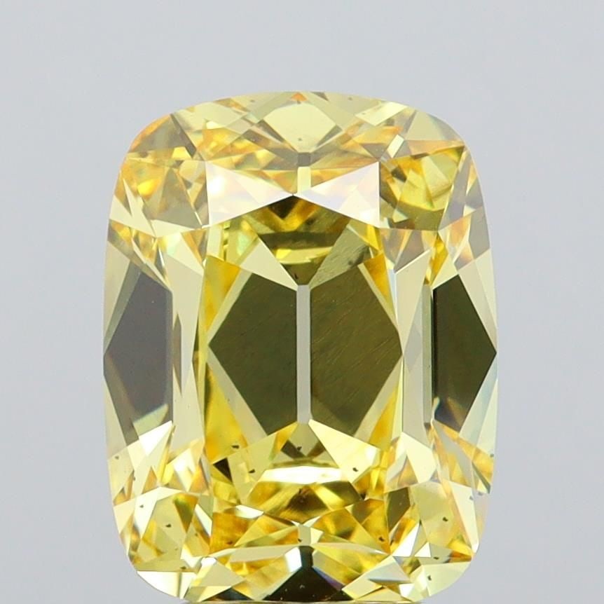 Loose Diamond - CUSHION 5.02ct Fancy Intense Yellow SI1: Loose Diamond - CUSHION 5.02ct Fancy Intense Yellow SI1 Source: This is a real non-mined Diamond that has been grown in a lab Shape: CUSHION Carats: 5.02 Color: Fancy Intense Yellow Certification: IGI