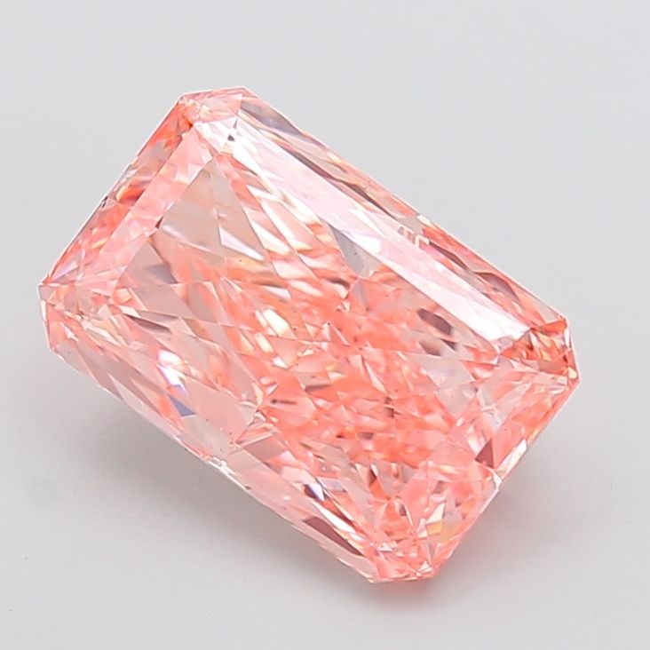 Loose Diamond - RADIANT 4.54ct Fancy Vivid Pink VS2: Loose Diamond - RADIANT 4.54ct Fancy Vivid Pink VS2 Source: This is a real non-mined Diamond that has been grown in a lab Shape: RADIANT Carats: 4.54 Color: Fancy Vivid Pink Certification: IGI Video:
