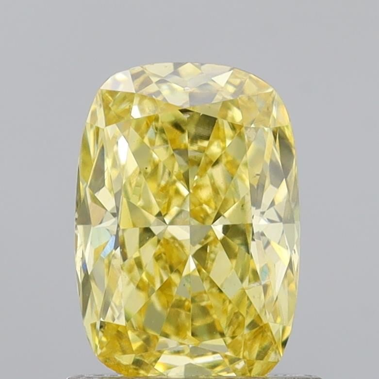 Loose Diamond - CUSHION MODIFIED 0.95ct Fancy Intense Yellow VS2: Loose Diamond - CUSHION MODIFIED 0.95ct Fancy Intense Yellow VS2 Source: This is a real non-mined Diamond that has been grown in a lab Shape: CUSHION MODIFIED Carats: 0.95 Color: Fancy Intense Yellow 
