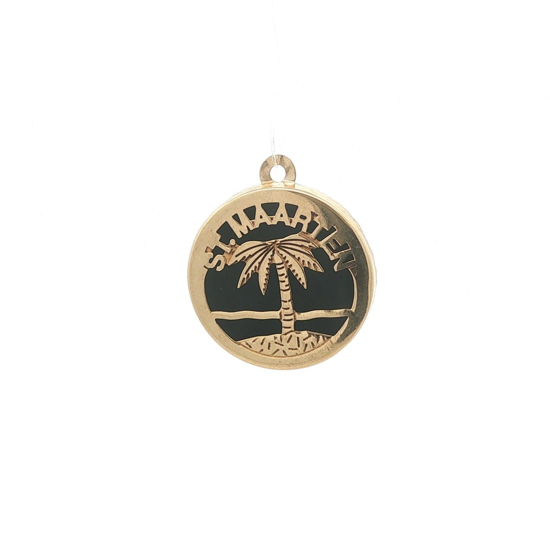 St. Martin Island Disk Pendant in 14k Yellow Gold with Black Onyx (1 of 5)