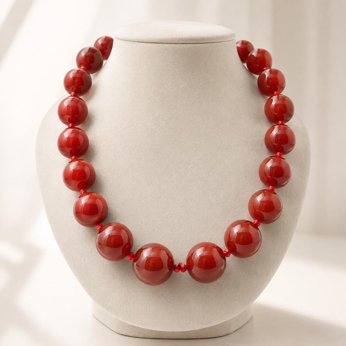 Carnelian Bead Strand Necklace Sterling Silver Adjustable 19 to 22 in: Carnelian Bead Strand Necklace Sterling Silver Adjustable 19 to 22 in Large natural carnelian bead strand necklace featuring deep rich orange polished round beads with a sterling silver hook clasp. Th