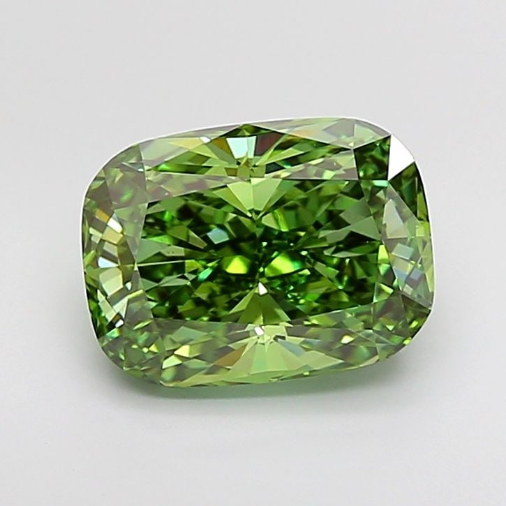 Loose Diamond - CUSHION BRILLIANT 4.18ct Fancy Vivid Green VS2: Loose Diamond - CUSHION BRILLIANT 4.18ct Fancy Vivid Green VS2 Source: This is a real non-mined Diamond that has been grown in a lab Shape: CUSHION BRILLIANT Carats: 4.18 Color: Fancy Vivid Green Cert