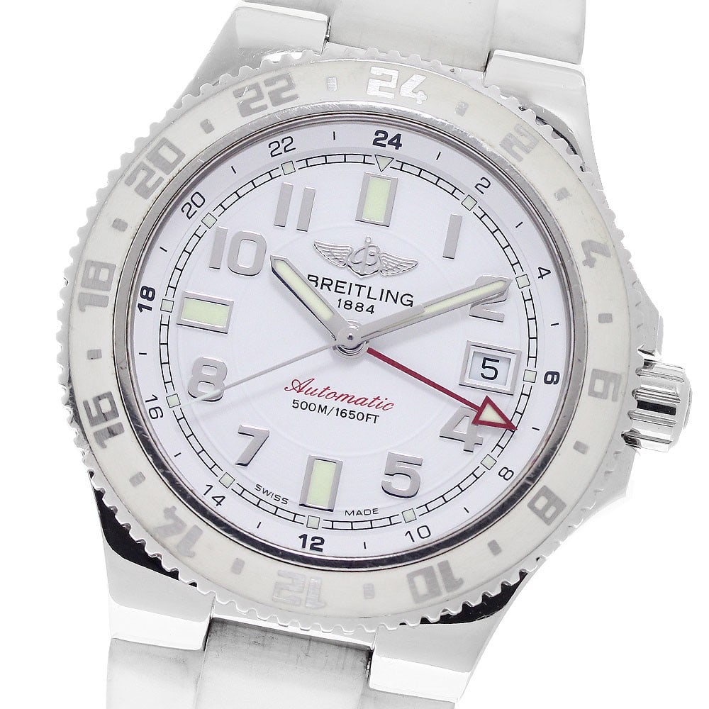 Breitling Superocean GMT A32380 Automatic Date Mens Wristwatch: Breitling Superocean GMT A32380 Automatic Date Mens Wristwatch Breitling Superocean GMT automatic men's wristwatch with date and GMT functions. This watch features a white dial and a stainless steel c