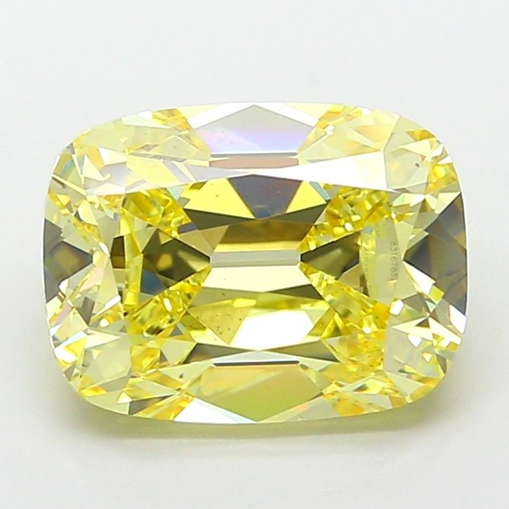 Loose Diamond - CUSHION BRILLIANT 5.01ct Fancy Yellow VS2: Loose Diamond - CUSHION BRILLIANT 5.01ct Fancy Yellow VS2 Source: This is a real non-mined Diamond that has been grown in a lab Shape: CUSHION BRILLIANT Carats: 5.01 Color: Fancy Yellow Certification: