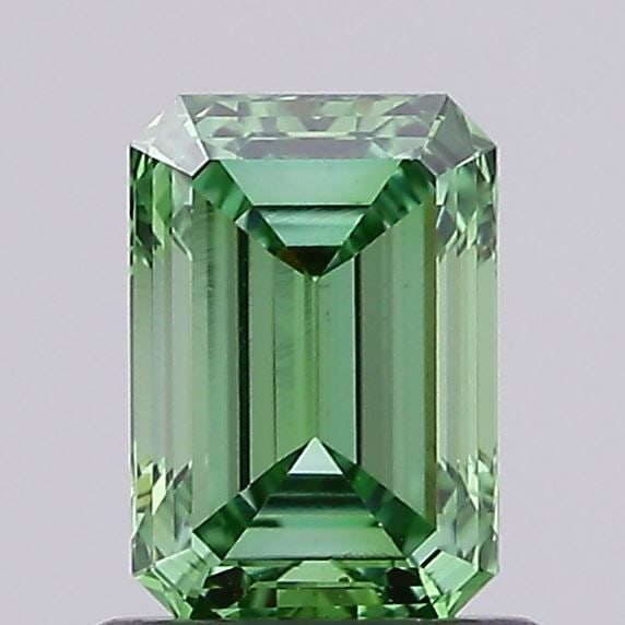 Loose Diamond - EMERALD 0.86ct Fancy Vivid Green VS1: Loose Diamond - EMERALD 0.86ct Fancy Vivid Green VS1 Source: This is a real non-mined Diamond that has been grown in a lab Shape: EMERALD Carats: 0.86 Color: Fancy Vivid Green Certification: IGI Video