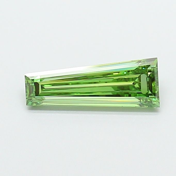 Loose Diamond - TAPERED BAGUETTE 1.01ct Fancy Vivid Green VS2: Loose Diamond - TAPERED BAGUETTE 1.01ct Fancy Vivid Green VS2 Source: This is a real non-mined Diamond that has been grown in a lab Shape: TAPERED BAGUETTE Carats: 1.01 Color: Fancy Vivid Green Certif