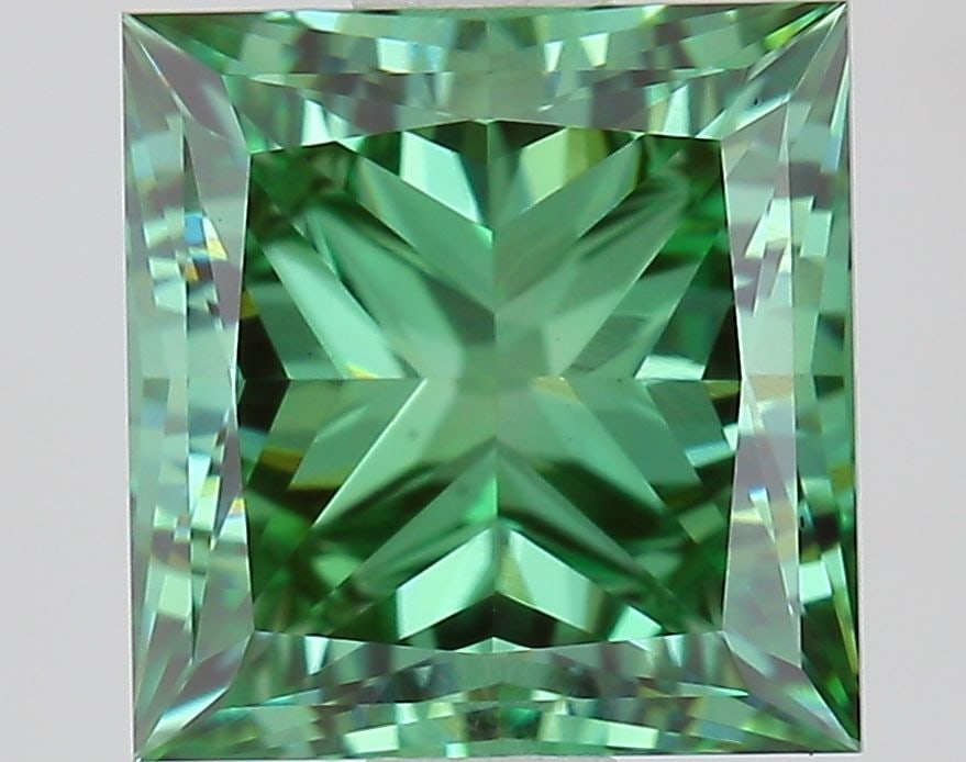 Loose Diamond - PRINCESS 1.38ct Fancy Vivid Green VS1: Loose Diamond - PRINCESS 1.38ct Fancy Vivid Green VS1 Source: This is a real non-mined Diamond that has been grown in a lab Shape: PRINCESS Carats: 1.38 Color: Fancy Vivid Green Certification: IGI Vid