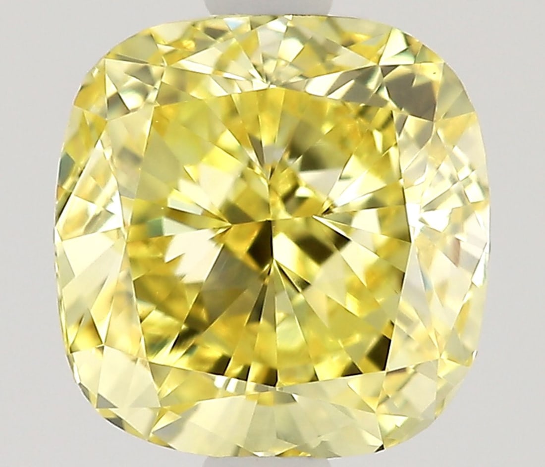 Loose Diamond - CUSHION MODIFIED 1.0ct Fancy Intense Yellow VS1: Loose Diamond - CUSHION MODIFIED 1.0ct Fancy Intense Yellow VS1 Source: This is a real non-mined Diamond that has been grown in a lab Shape: CUSHION MODIFIED Carats: 1.0 Color: Fancy Intense Yellow Ce