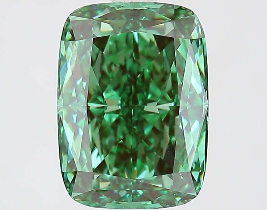 Loose Diamond - CUSHION MODIFIED 2.53ct Fancy Vivid Green VVS2: Loose Diamond - CUSHION MODIFIED 2.53ct Fancy Vivid Green VVS2 Source: This is a real non-mined Diamond that has been grown in a lab Shape: CUSHION MODIFIED Carats: 2.53 Color: Fancy Vivid Green Certi