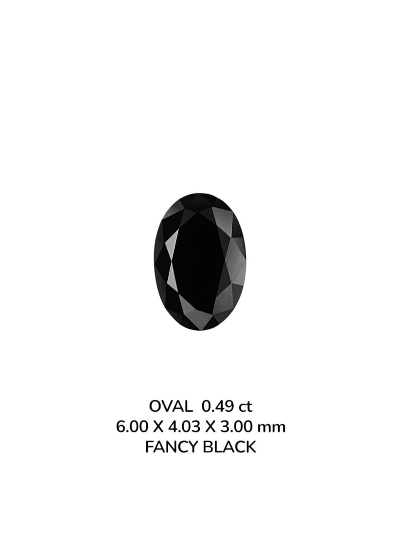 Loose Diamond - OVAL 0.49ct Fancy Black VVS2: Loose Diamond - OVAL 0.49ct Fancy Black VVS2 Source: Natural Shape: OVAL Carats: 0.49 Color: Fancy Black Certification: NONE The Diamond Depot Guarantee: All items in this auction are guaranteed to