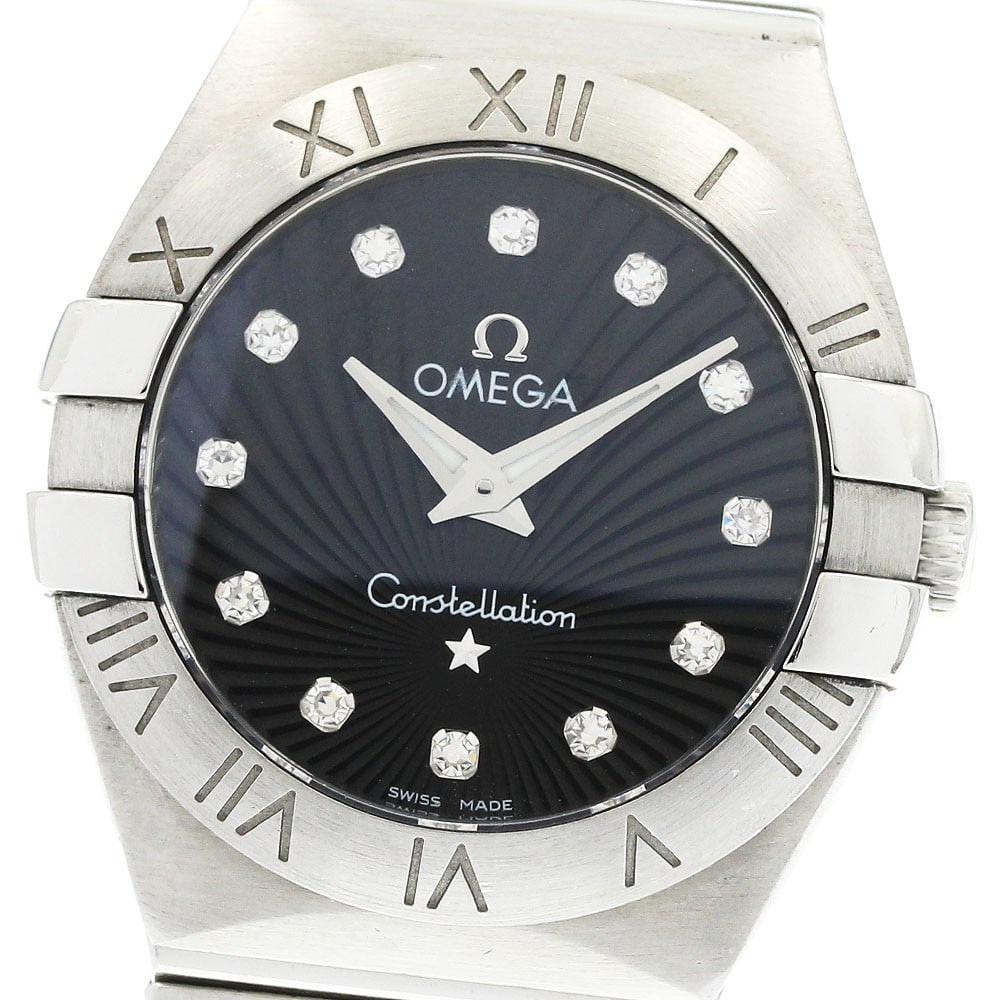 OMEGA Constellation 123.10.27.60.51.001 Ladies Quartz Diamond Watch: OMEGA Constellation 123.10.27.60.51.001 Ladies Quartz Diamond Watch OMEGA Constellation ladies wristwatch with a black dial, quartz movement, and stainless steel case and bracelet. This reference 123.