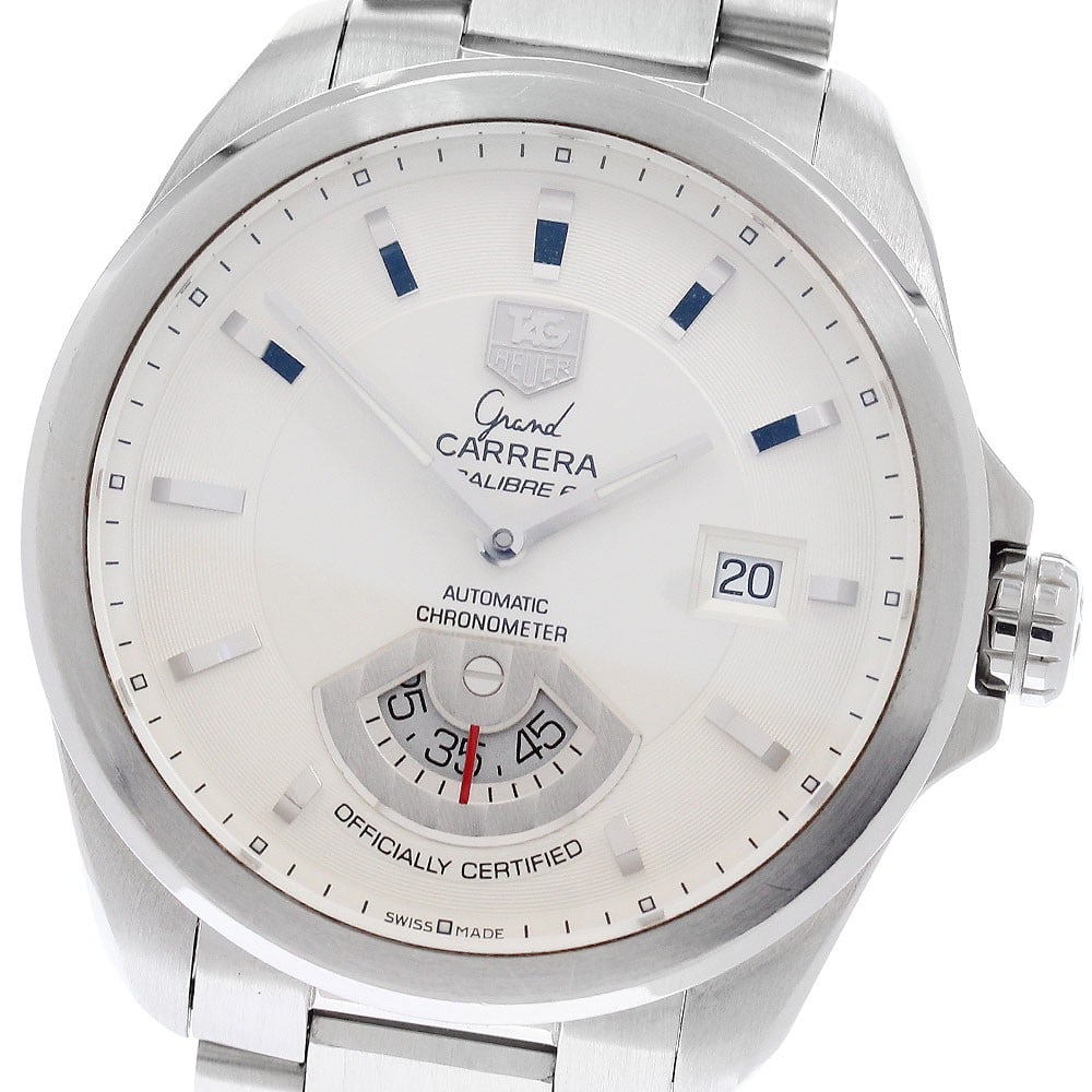 TAG HEUER Grand Carrera WAV511B mens automatic stainless steel watch: TAG HEUER Grand Carrera WAV511B mens automatic stainless steel watch TAG Heuer Grand Carrera Calibre 6 automatic men's wristwatch with a silver dial and stainless steel case and bracelet. This watch f