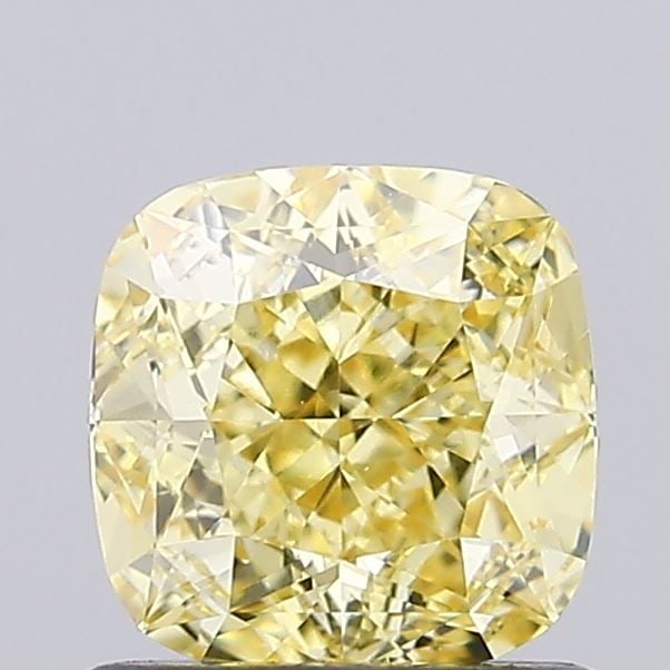 Loose Diamond - CUSHION MODIFIED 1.04ct Fancy Intense Yellow SI1: Loose Diamond - CUSHION MODIFIED 1.04ct Fancy Intense Yellow SI1 Source: This is a real non-mined Diamond that has been grown in a lab Shape: CUSHION MODIFIED Carats: 1.04 Color: Fancy Intense Yellow 
