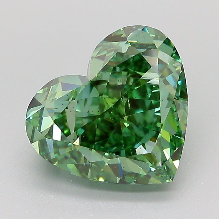 Loose Diamond - HEART 3.1ct Fancy Vivid Green SI1: Loose Diamond - HEART 3.1ct Fancy Vivid Green SI1 Source: This is a real non-mined Diamond that has been grown in a lab Shape: HEART Carats: 3.1 Color: Fancy Vivid Green Certification: IGI The Diamond