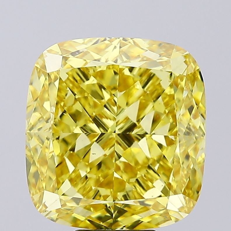 Loose Diamond - CUSHION MODIFIED 10.04ct Fancy Vivid Yellow VS2: Loose Diamond - CUSHION MODIFIED 10.04ct Fancy Vivid Yellow VS2 Source: This is a real non-mined Diamond that has been grown in a lab Shape: CUSHION MODIFIED Carats: 10.04 Color: Fancy Vivid Yellow Ce