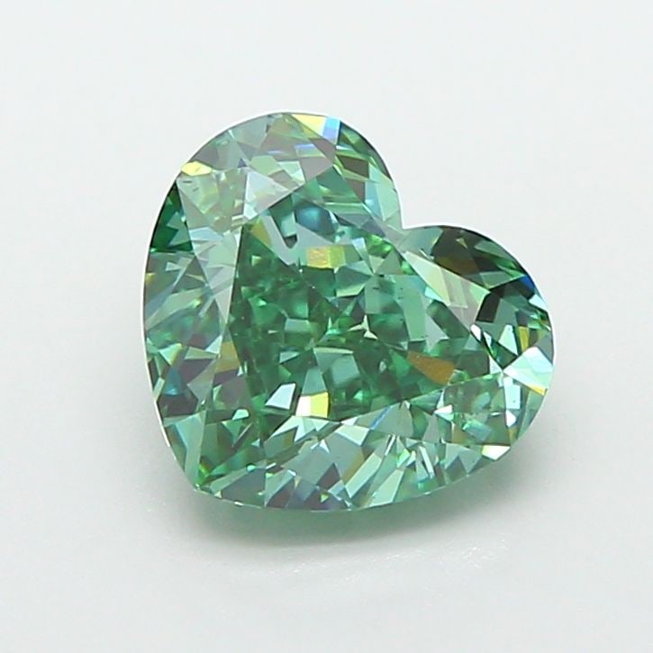Loose Diamond - HEART 2.01ct Fancy Vivid Green VS2: Loose Diamond - HEART 2.01ct Fancy Vivid Green VS2 Source: This is a real non-mined Diamond that has been grown in a lab Shape: HEART Carats: 2.01 Color: Fancy Vivid Green Certification: IGI Video: