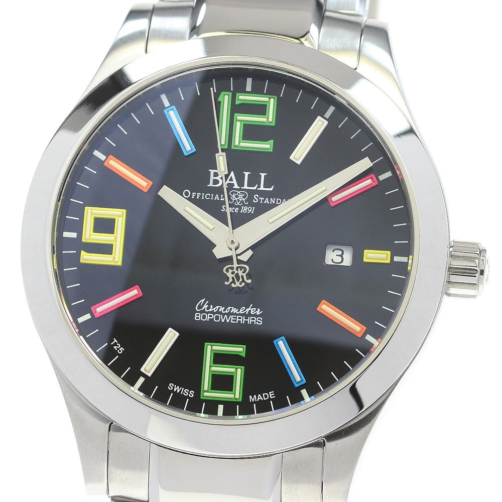 BALLWATCH Engineer M Pioneer 2 Automatic Date Mens Wristwatch NM2128C-S3CJ-BKR: BALLWATCH Engineer M Pioneer 2 Automatic Date Mens Wristwatch NM2128C-S3CJ-BKR BALLWATCH Engineer M Pioneer II Date automatic men's wristwatch with a black dial and stainless steel case and bracelet. 