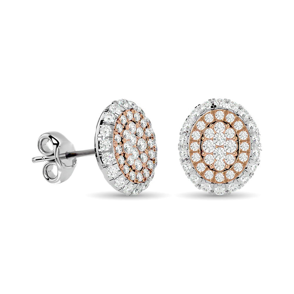 Diamond 5/8 Ct.Tw. Cluster Fashion Earrings in 14K Two Tone Gold: Diamond 5/8 Ct.Tw. Cluster Fashion Earrings in 14K Two Tone Gold 14k Rose Gold Stone Color: G-h Stone Clarity: I1 This item may take 2-5 weeks for shipping. The Diamond Depot Guarantee: All items in t