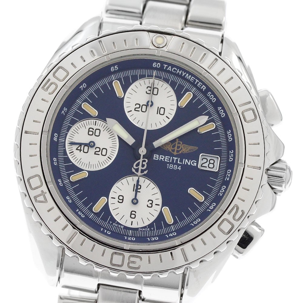 Breitling Chrono Shark A13051 mens automatic date chronograph watch: Breitling Chrono Shark A13051 mens automatic date chronograph watch Breitling Chrono Shark automatic men's wristwatch with date, chronograph, and small seconds functions. This stainless steel watch fe