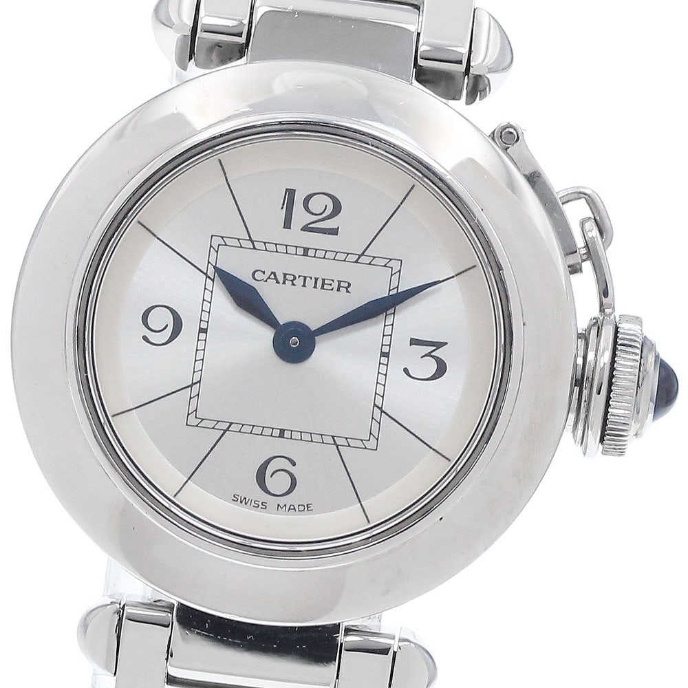 Cartier Miss Pasha ladies quartz wristwatch ref W3140007 steel: Cartier Miss Pasha ladies quartz wristwatch ref W3140007 steel Cartier Miss Pasha women's wristwatch with a quartz movement and silver dial. This watch features a stainless steel case and stainless st
