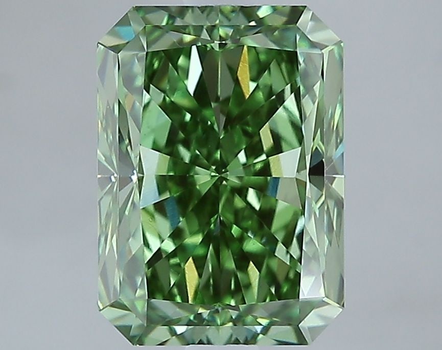 Loose Diamond - RADIANT 3.0ct Fancy Vivid Green VS1: Loose Diamond - RADIANT 3.0ct Fancy Vivid Green VS1 Source: This is a real non-mined Diamond that has been grown in a lab Shape: RADIANT Carats: 3.0 Color: Fancy Vivid Green Certification: IGI Video: