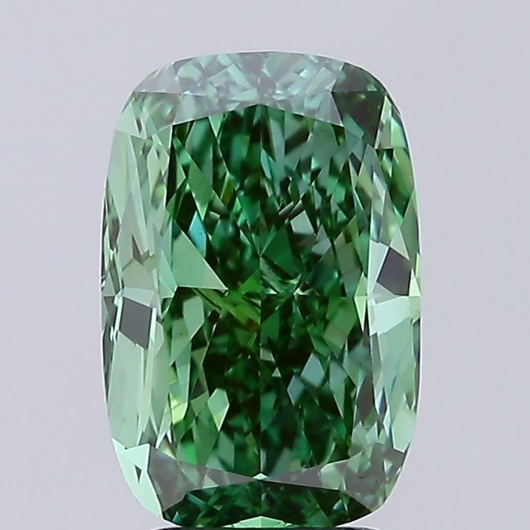 Loose Diamond - CUSHION MODIFIED 3.0ct Fancy Vivid Green VS1: Loose Diamond - CUSHION MODIFIED 3.0ct Fancy Vivid Green VS1 Source: This is a real non-mined Diamond that has been grown in a lab Shape: CUSHION MODIFIED Carats: 3.0 Color: Fancy Vivid Green Certific