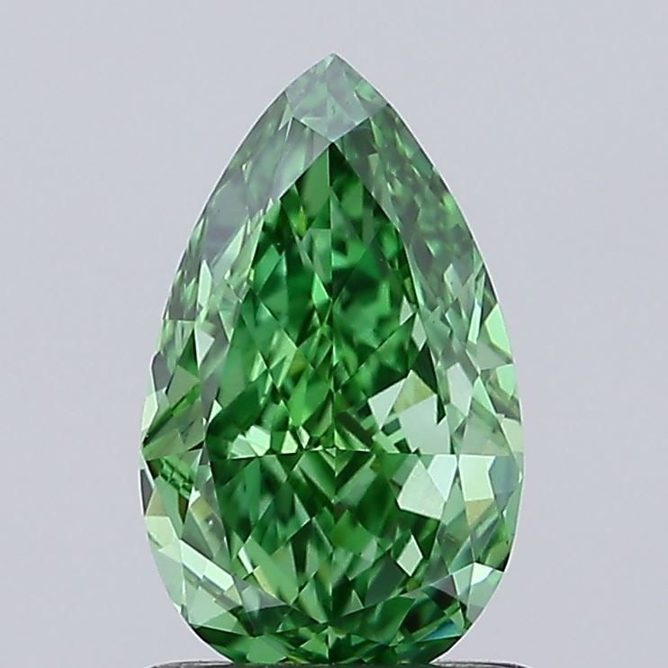 Loose Diamond - PEAR 1.05ct Fancy Vivid Green VVS2: Loose Diamond - PEAR 1.05ct Fancy Vivid Green VVS2 Source: This is a real non-mined Diamond that has been grown in a lab Shape: PEAR Carats: 1.05 Color: Fancy Vivid Green Certification: IGI Video: