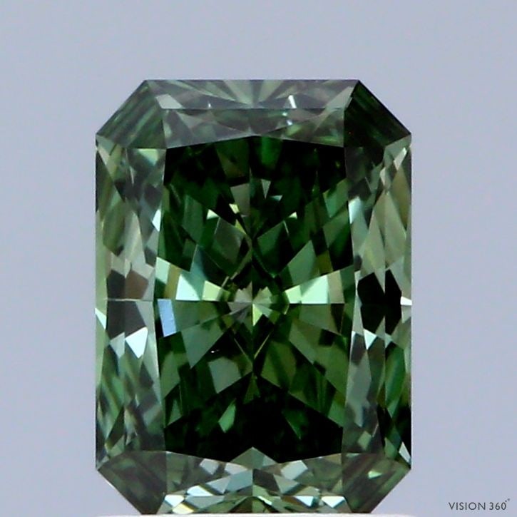 Loose Diamond - RADIANT 1.03ct Fancy Vivid Green VS1: Loose Diamond - RADIANT 1.03ct Fancy Vivid Green VS1 Source: This is a real non-mined Diamond that has been grown in a lab Shape: RADIANT Carats: 1.03 Color: Fancy Vivid Green Certification: IGI Video