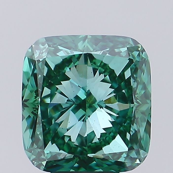 Loose Diamond - CUSHION MODIFIED 5.51ct Fancy Vivid Green VS1: Loose Diamond - CUSHION MODIFIED 5.51ct Fancy Vivid Green VS1 Source: This is a real non-mined Diamond that has been grown in a lab Shape: CUSHION MODIFIED Carats: 5.51 Color: Fancy Vivid Green Certif